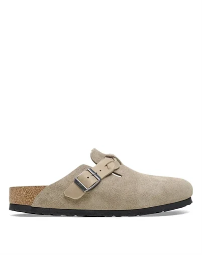 Birkenstock - Boston Braided Suede Leather Sandal - Taupe